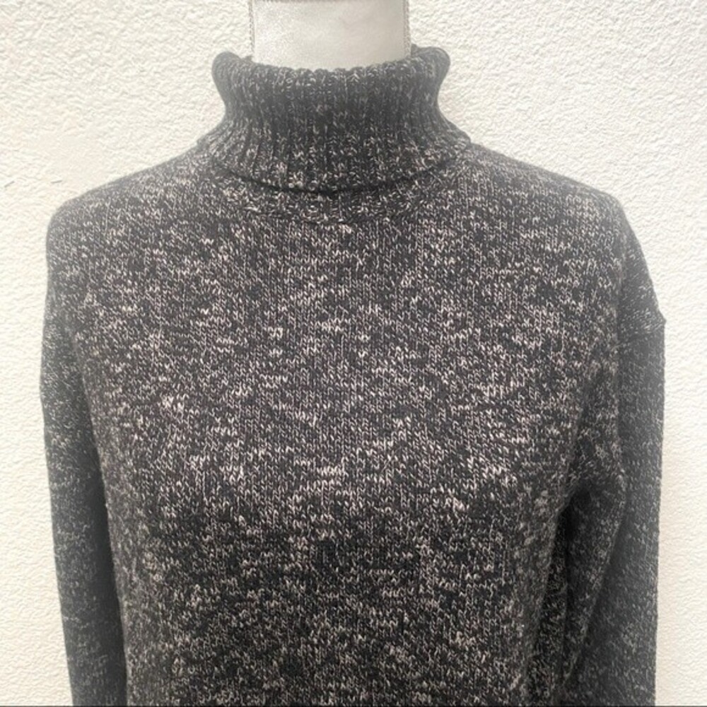 JENNI KAYNE Black and Cream Cashmere and Wool Turtleneck Sweater Size XSmall